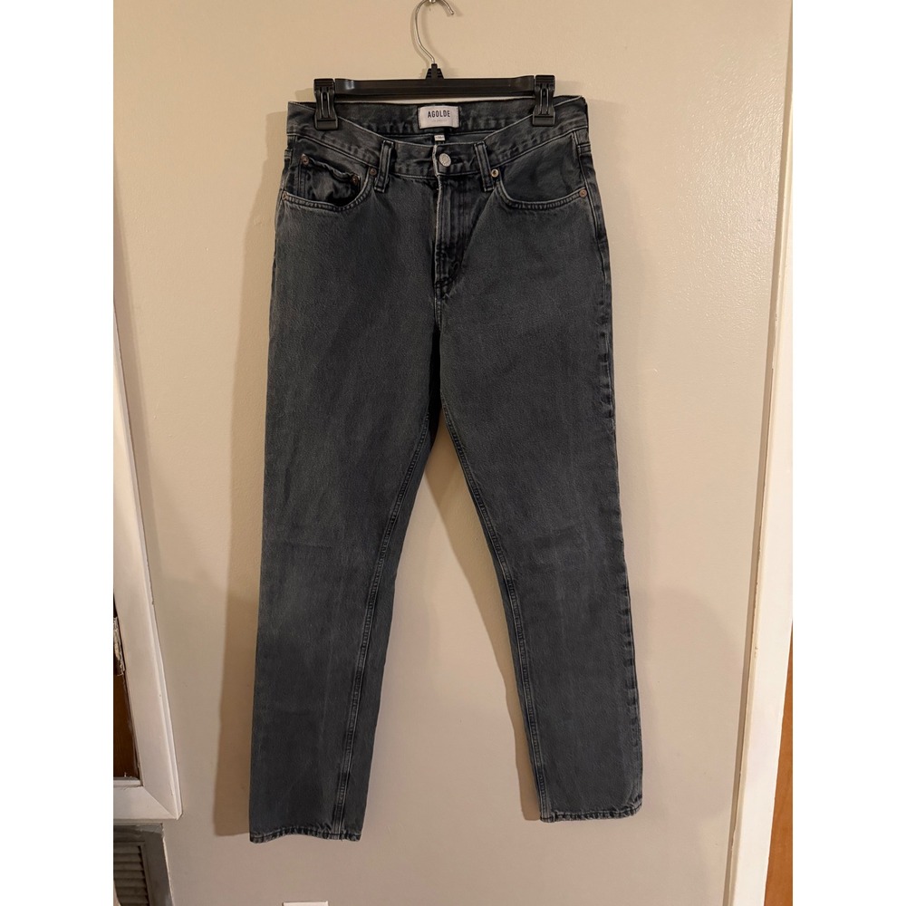 AGOLDE Washed Black Straight Leg High Rise Jeans Size 26 Charcoal Denim